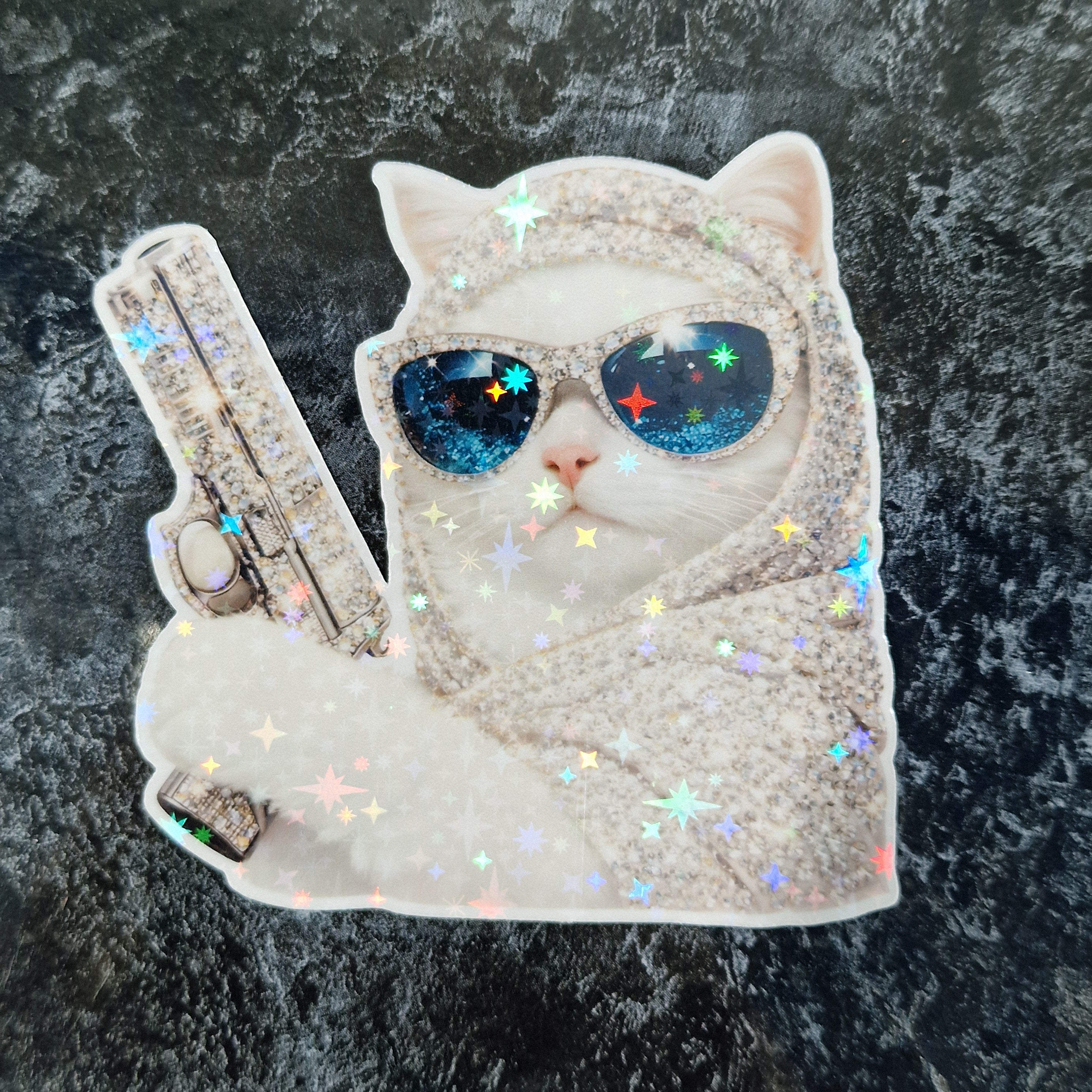 Holographic Meme Cat Sticker