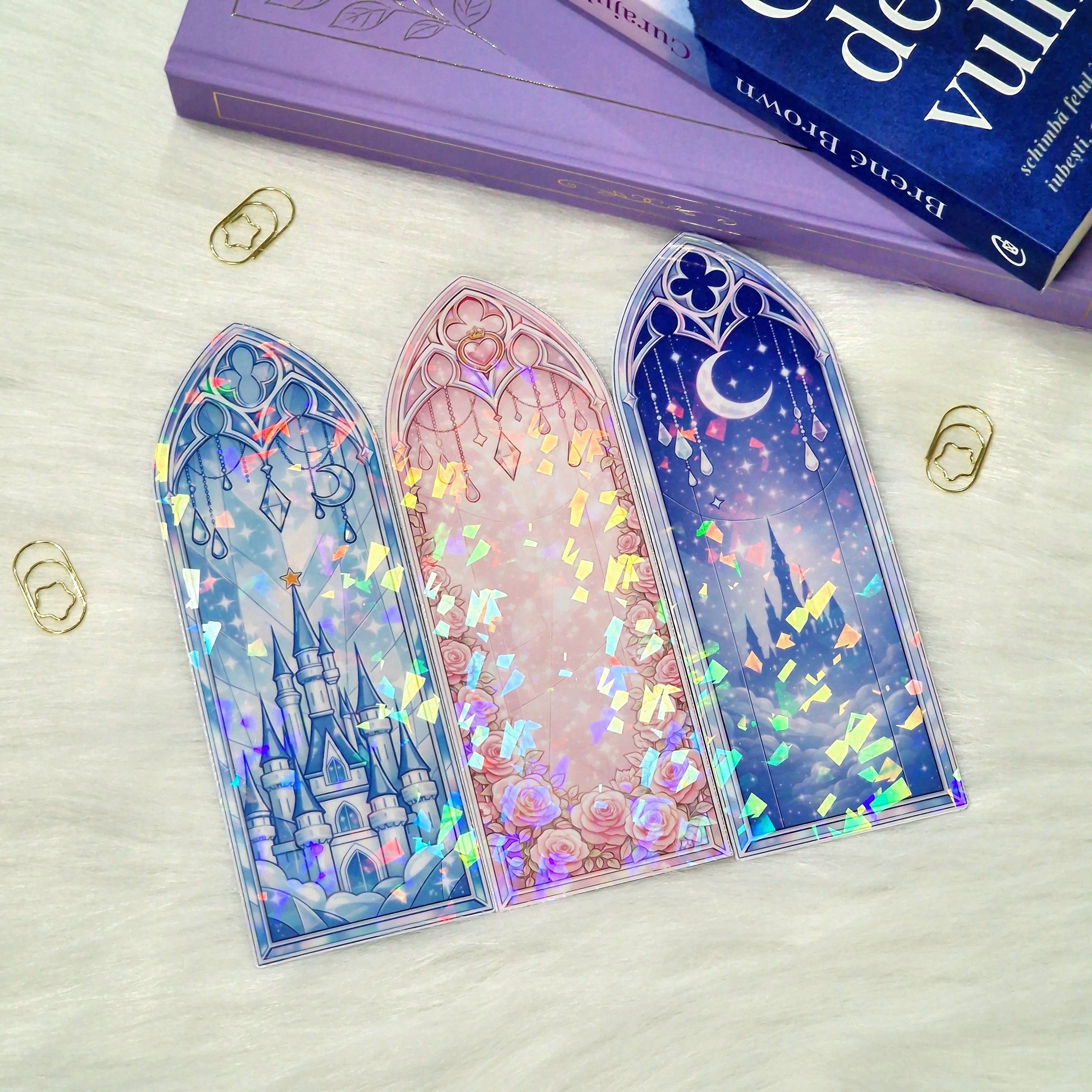 Holographic Castle Window Bookmark – Fairytale Gothic Design, Fantasy Reader Gift