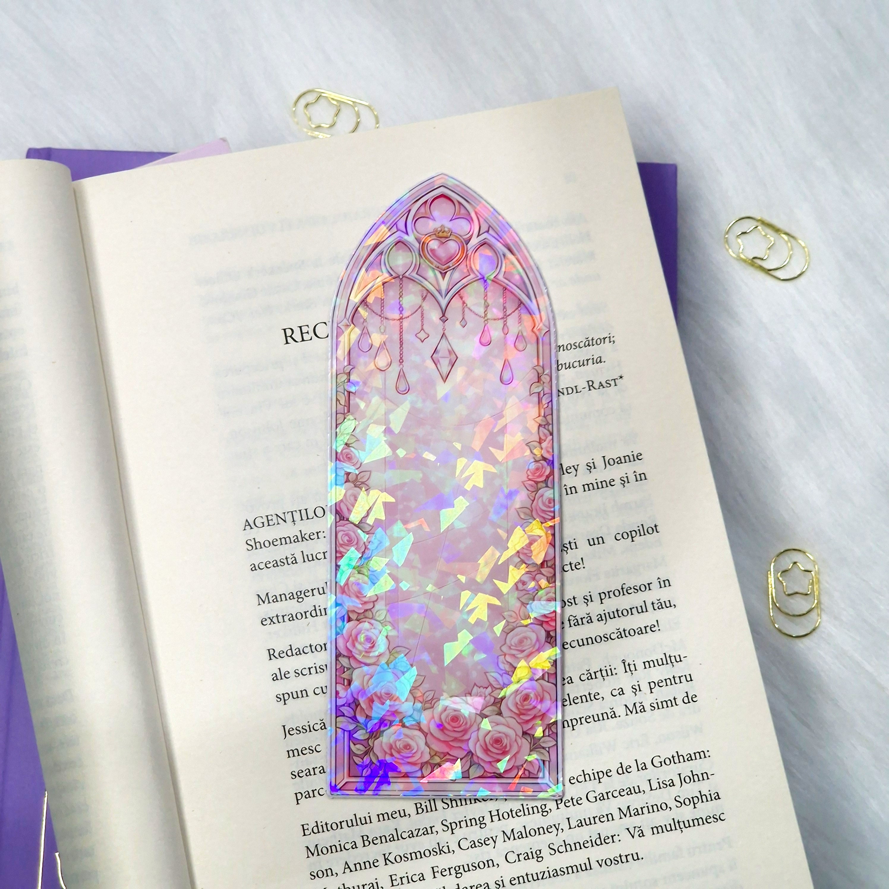 Holographic Castle Window Bookmark – Fairytale Gothic Design, Fantasy Reader Gift