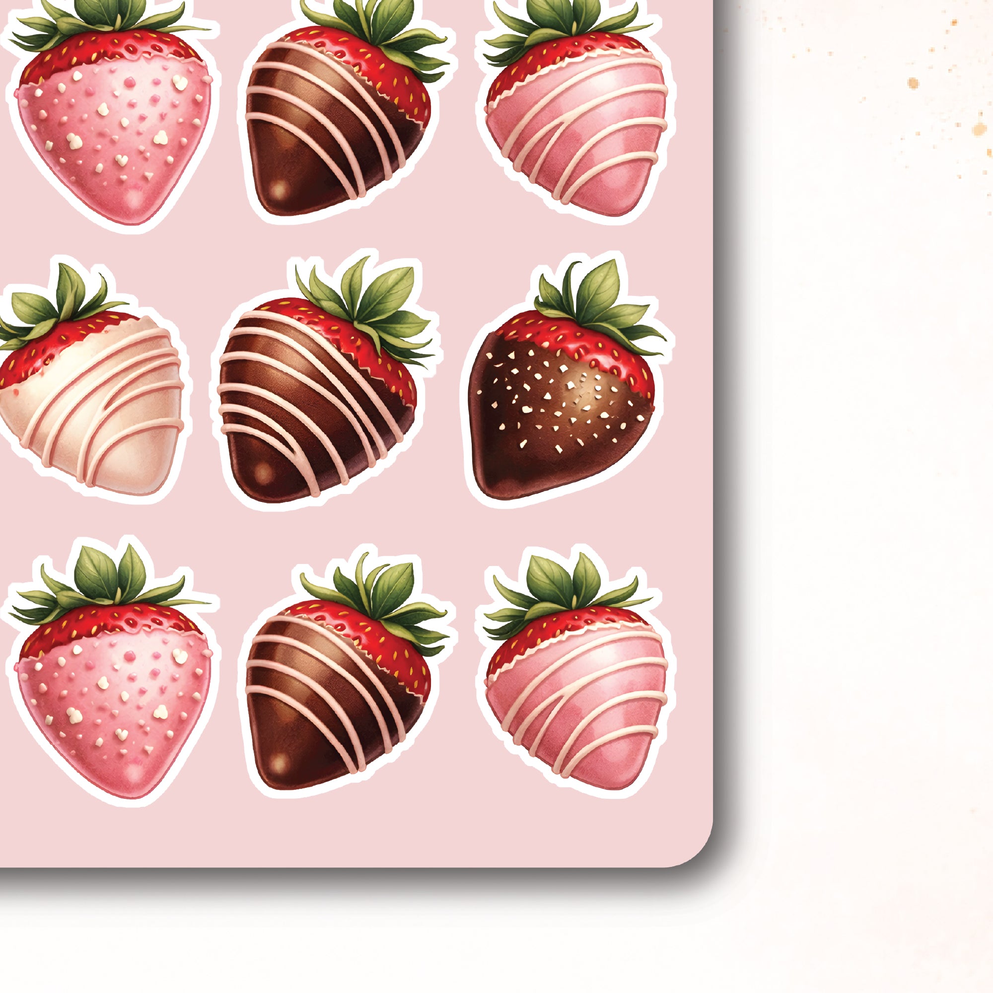 Valentine’s Day Stickers Sheet – Chocolate Covered Strawberry
