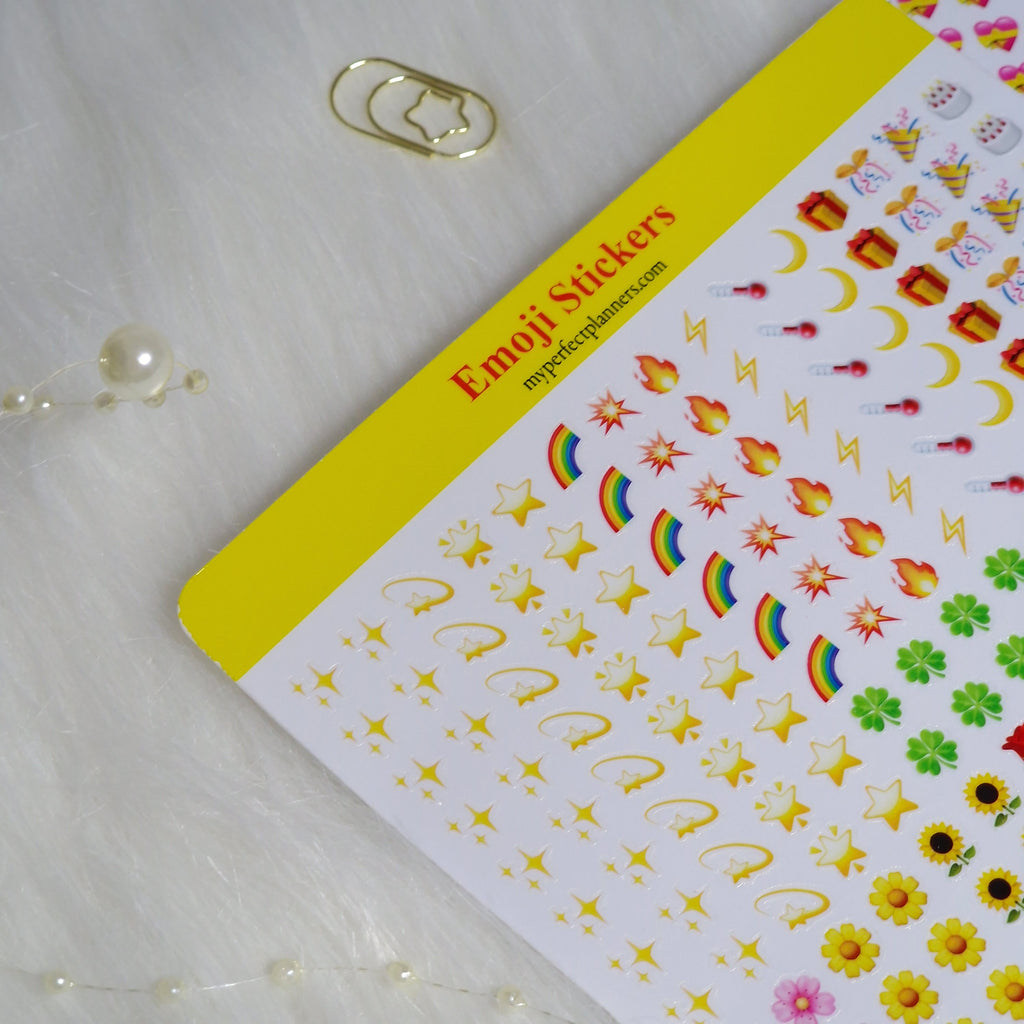300 pcs. Emoji Stickers for Annotating Books - Symbols & Icons Emoji Stickers Sheet