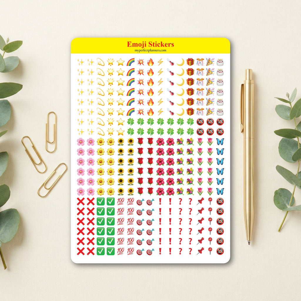 300 pcs. Emoji Stickers for Annotating Books - Symbols & Icons Emoji Stickers Sheet