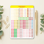 300 pcs. Emoji Stickers for Annotating Books - Symbols & Icons Emoji Stickers Sheet