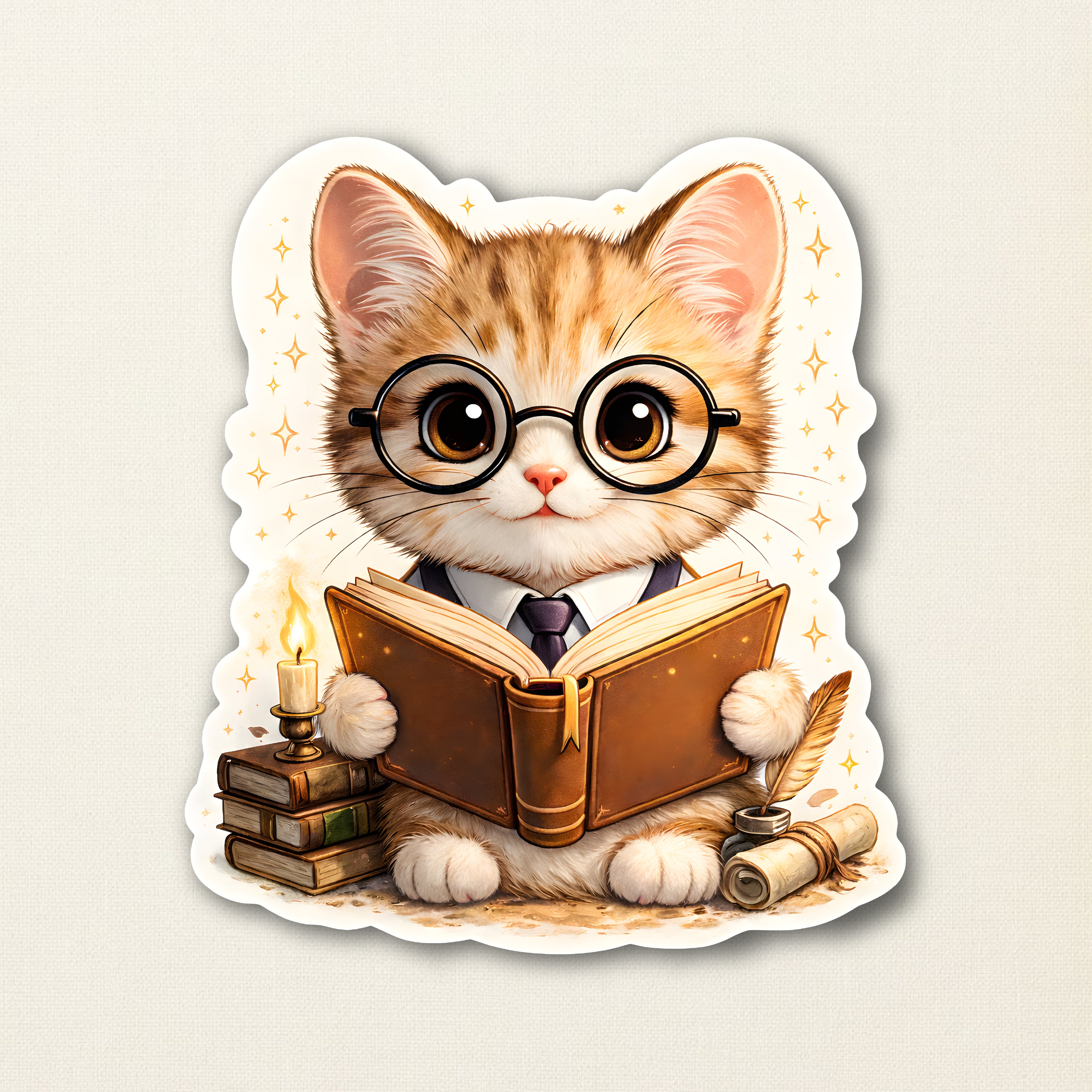 Bookish Cat Sticker | Cozy Library vibes for cat lovers