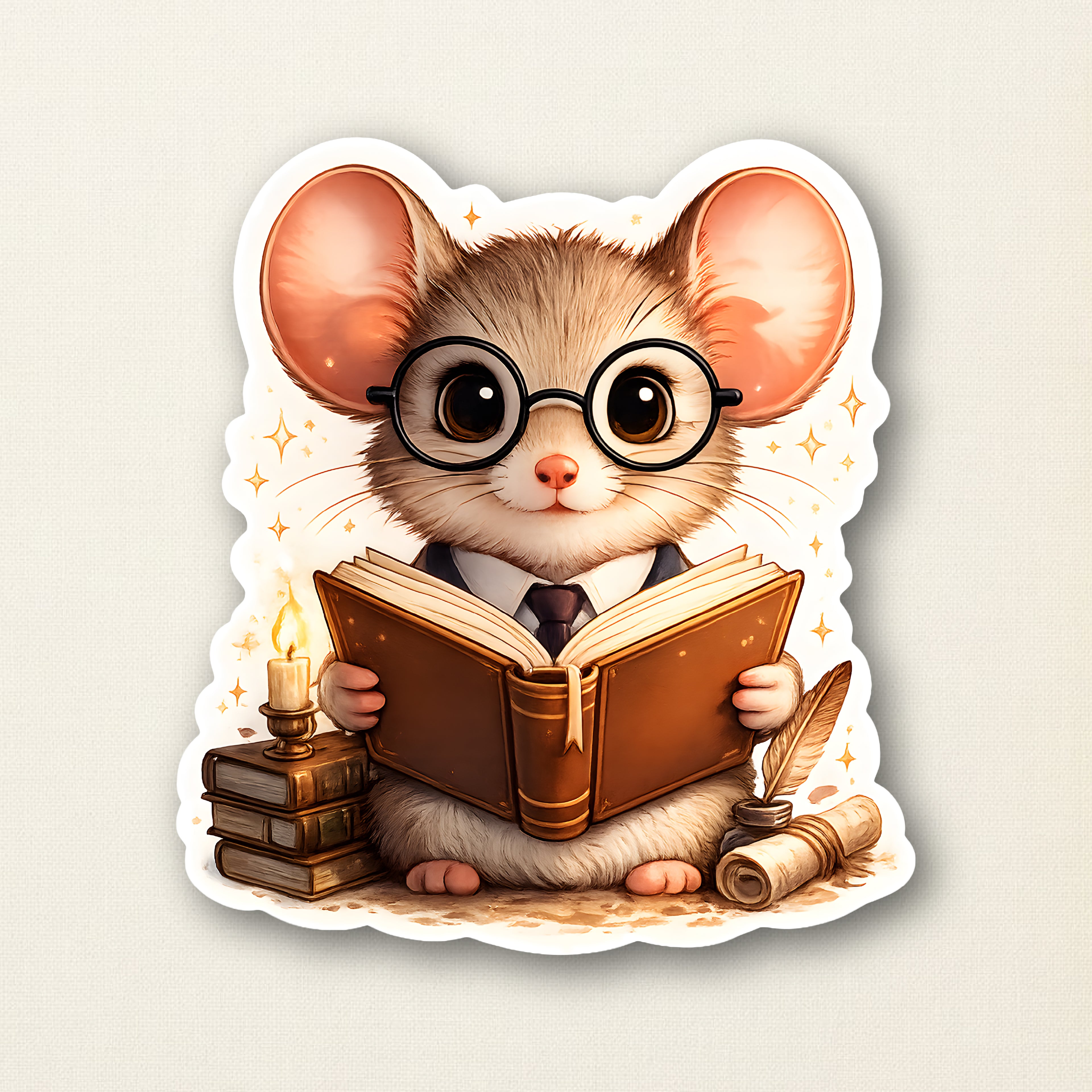 Bookish Mouse Sticker | Cozy Library, Planner Decoration