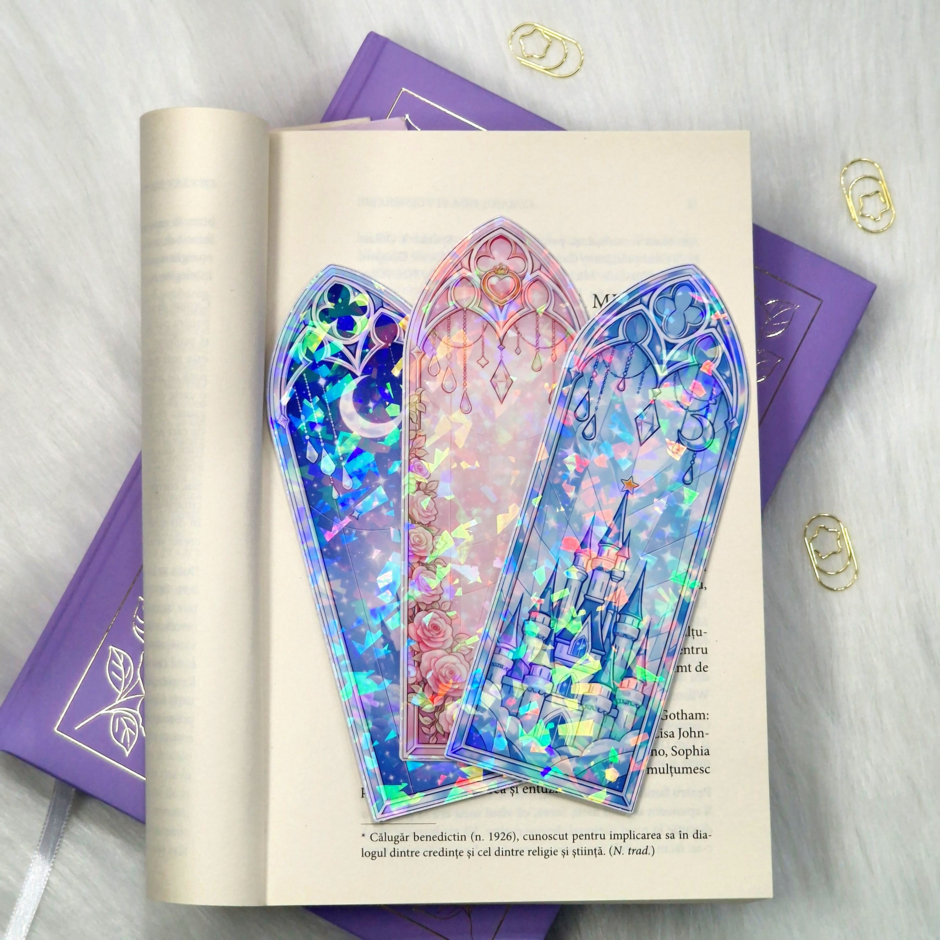 Holographic Castle Window Bookmark – Fairytale Gothic Design, Fantasy Reader Gift