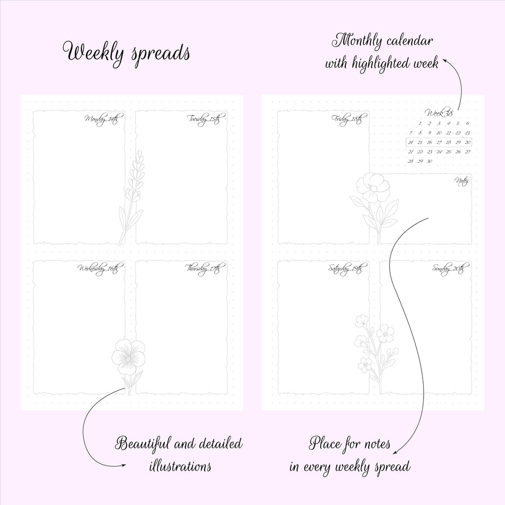 2026 Pre-made Planner/ Bullet Journal - Cherry Red colour