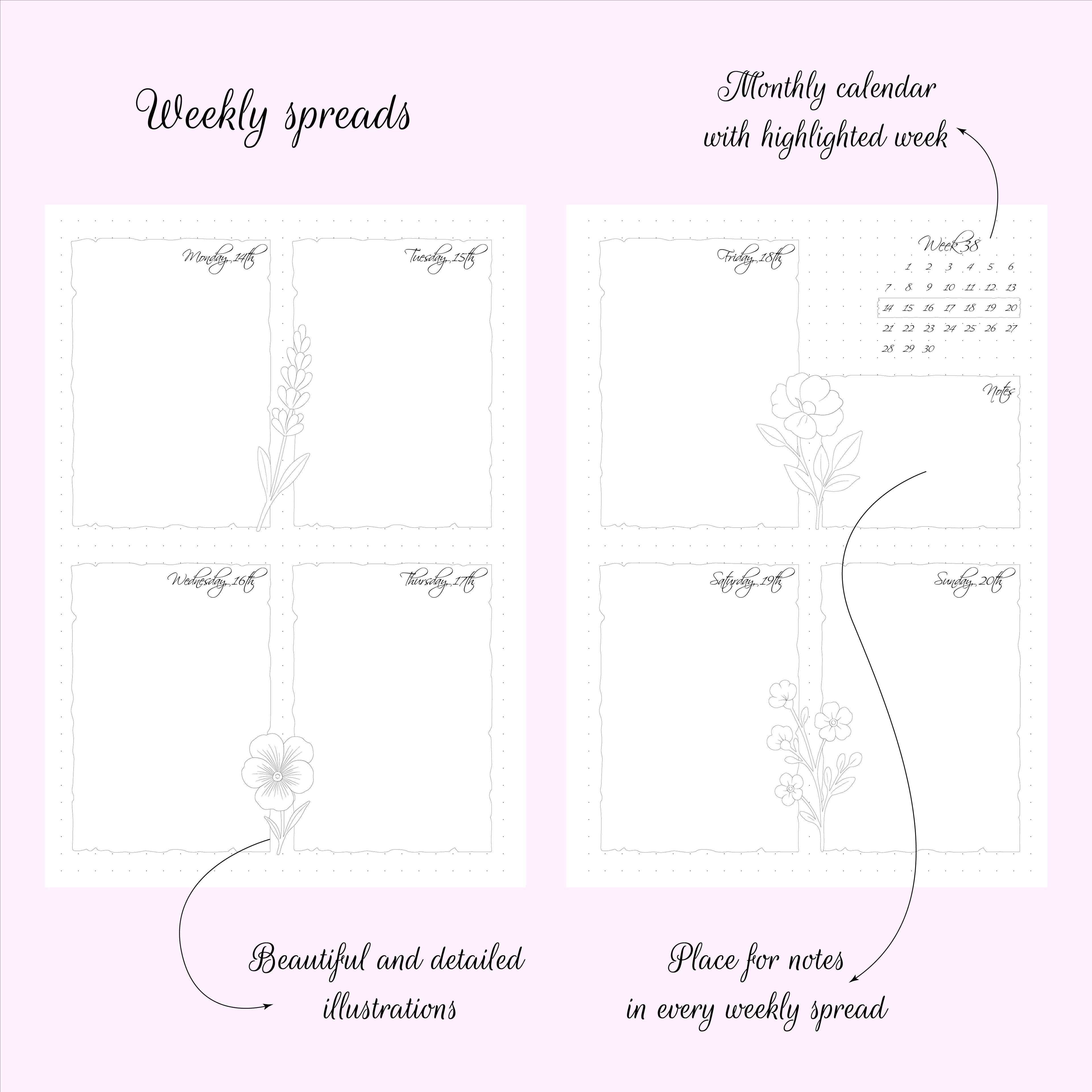 2026 Pre-made Planner/ Bullet Journal - Cherry Red colour