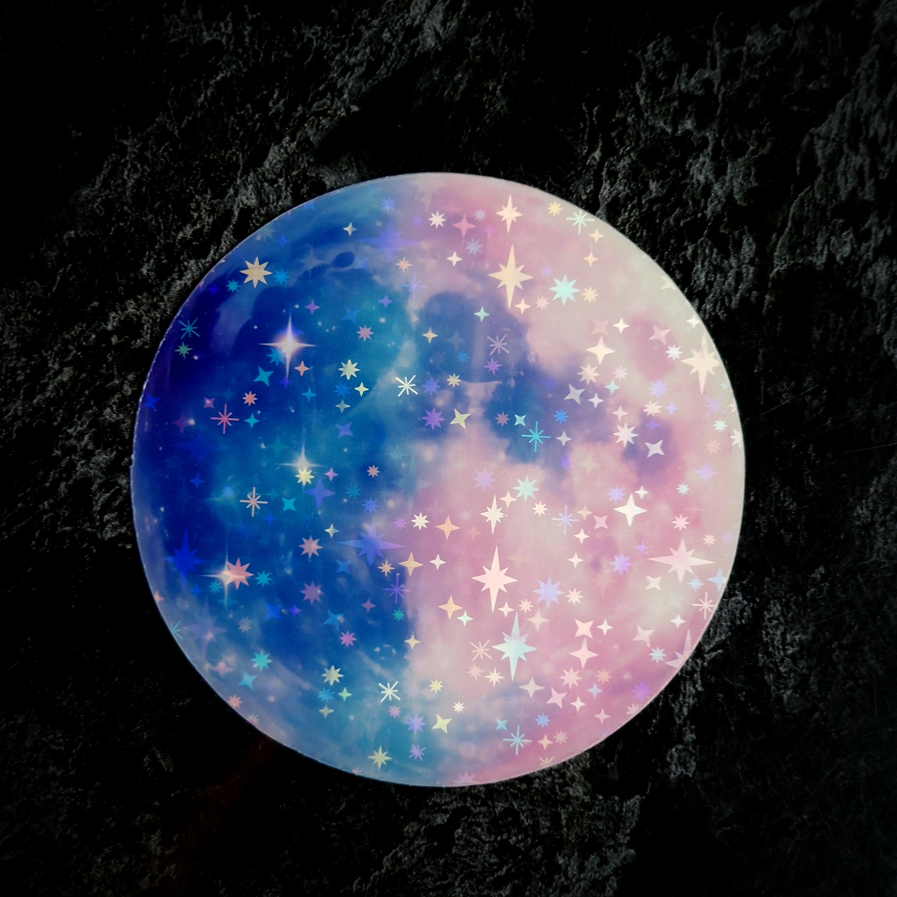 Holographic Moon Sticker – Celestial Galaxy Waterproof Vinyl Decal
