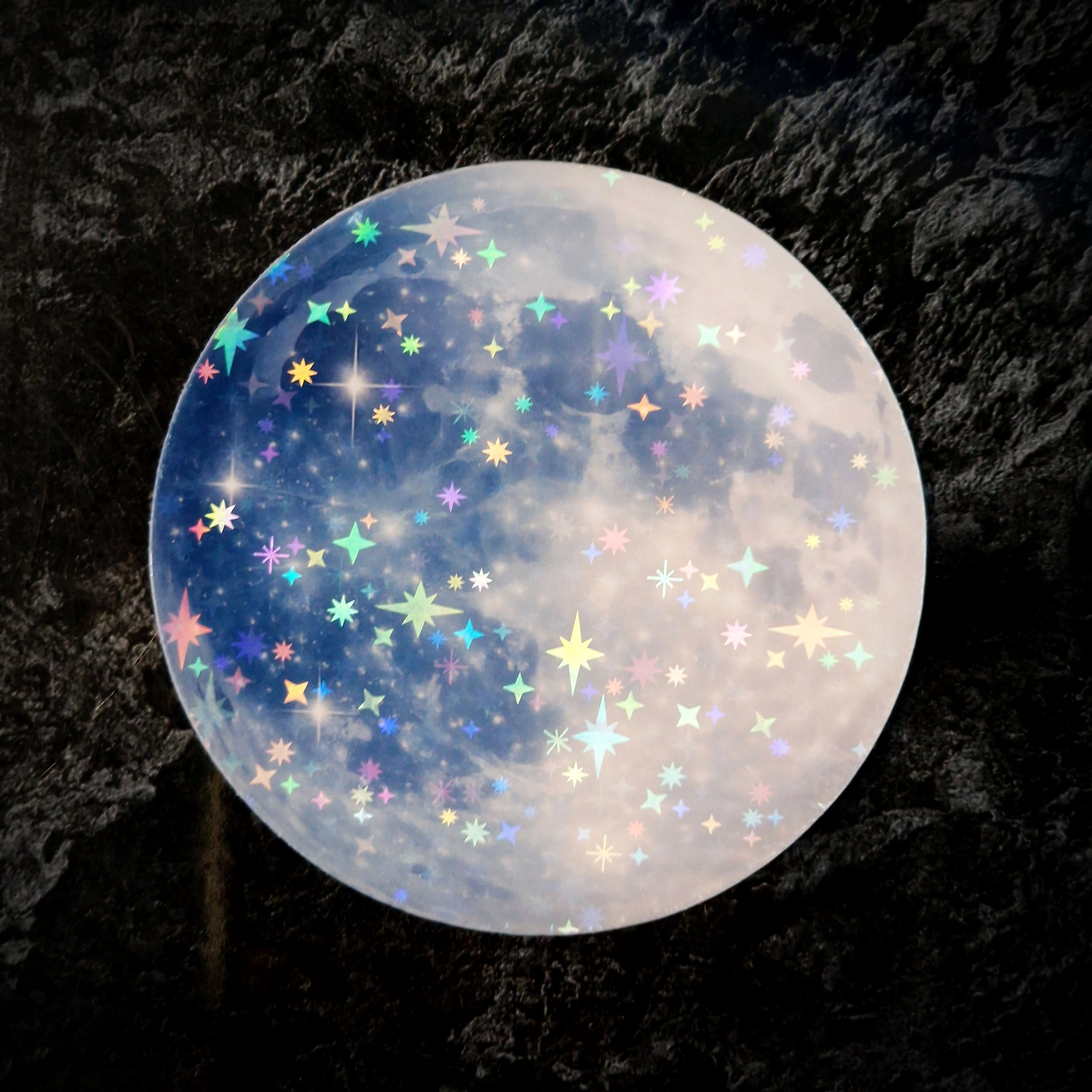 Holographic Moon Sticker – Celestial Galaxy Waterproof Vinyl Decal