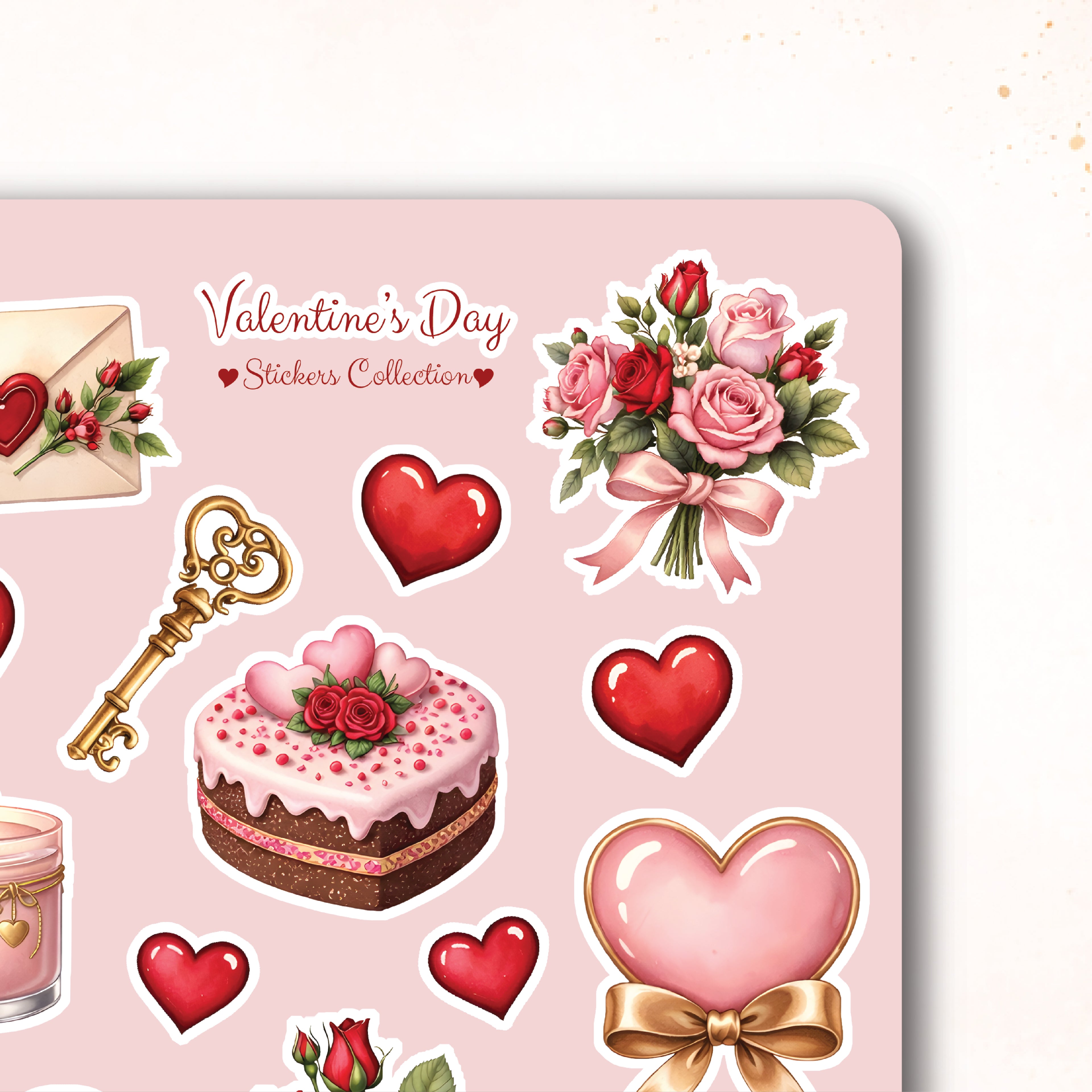 Valentine’s Day Stickers Sheet – Romantic Planner & Journal Stickers