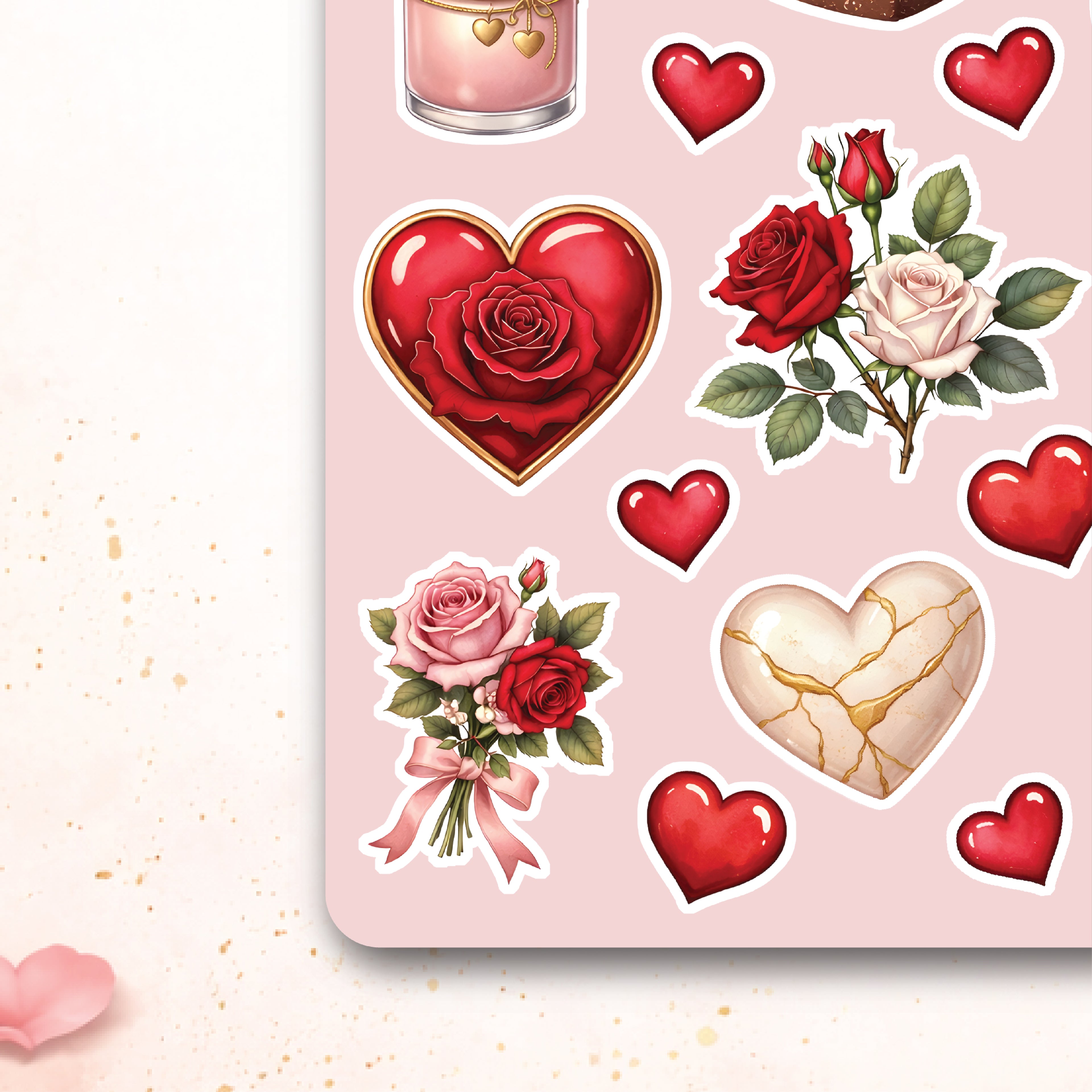 Valentine’s Day Stickers Sheet – Romantic Planner & Journal Stickers