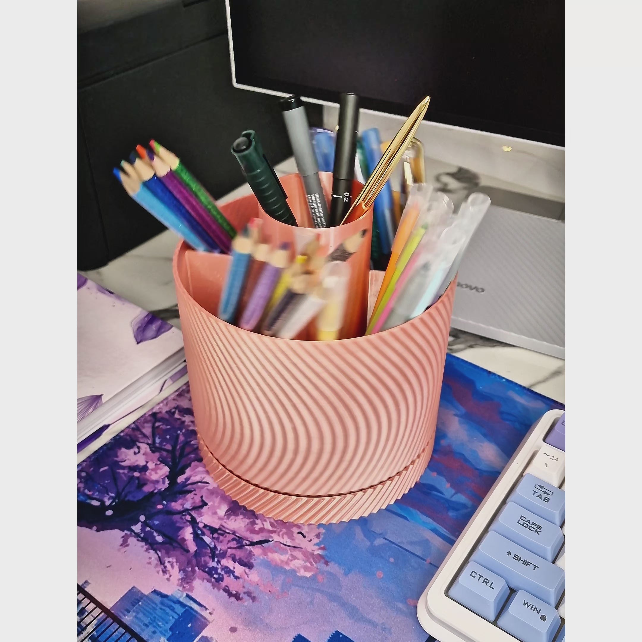 Rotating Rose Gold Desk Organizer