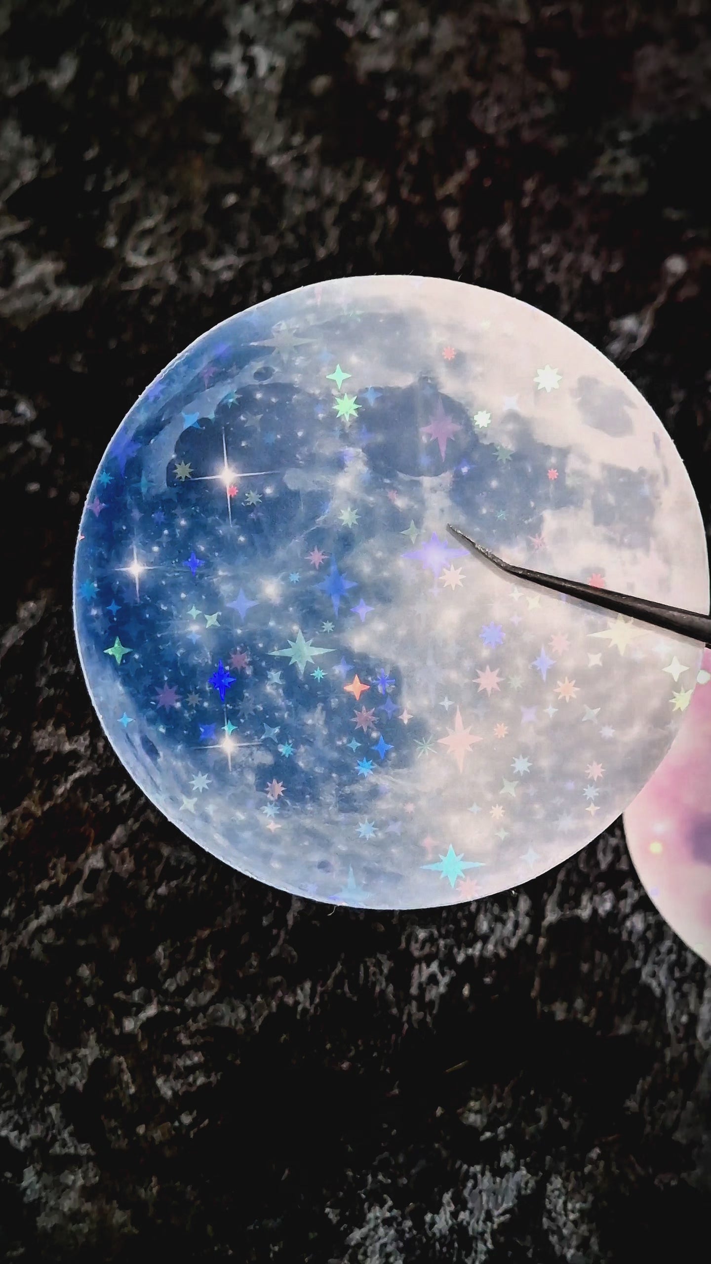Holographic Moon Sticker – Celestial Galaxy Waterproof Vinyl Decal