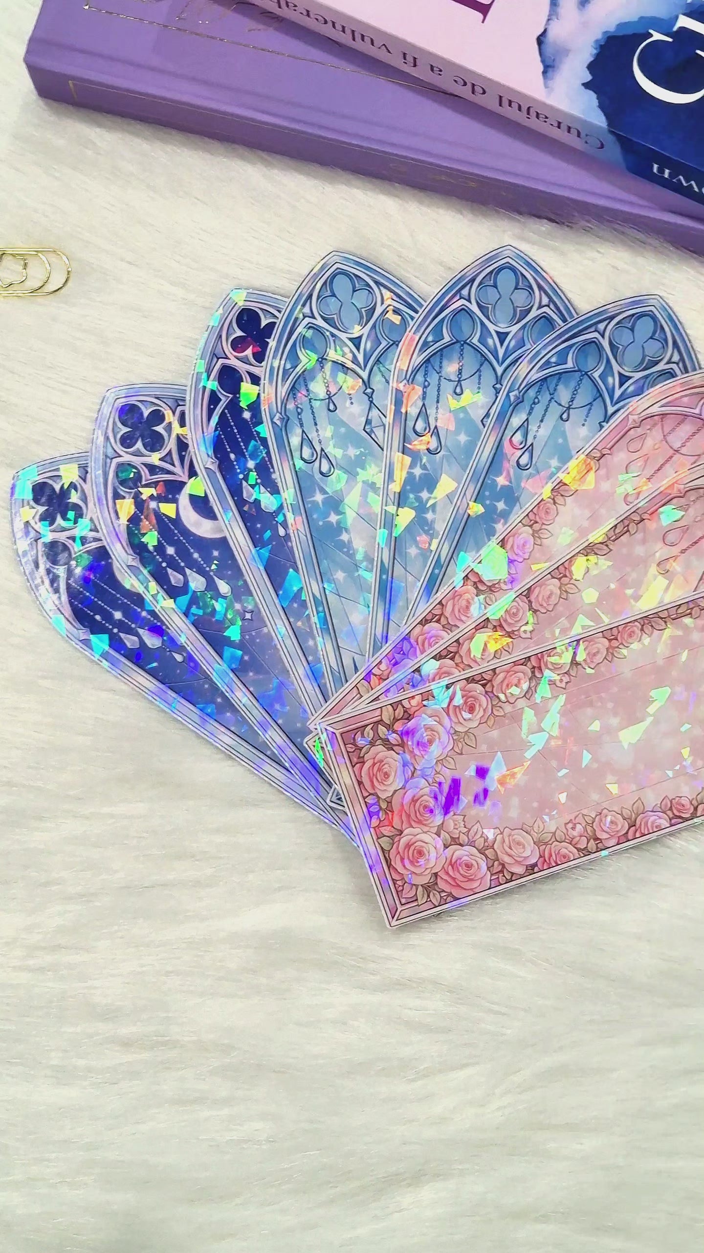 Holographic Castle Window Bookmark – Fairytale Gothic Design, Fantasy Reader Gift